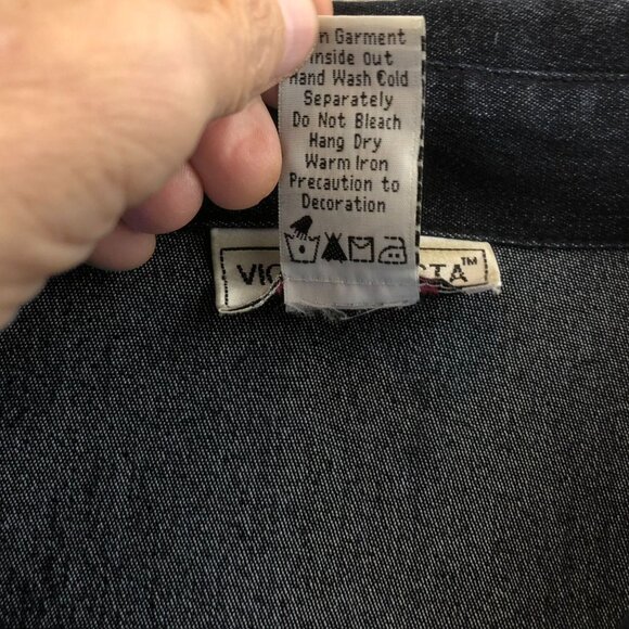 Victor Costa Occasion Women's Denim Jacket Embellished Snap Front Black - Picture 11 of 13